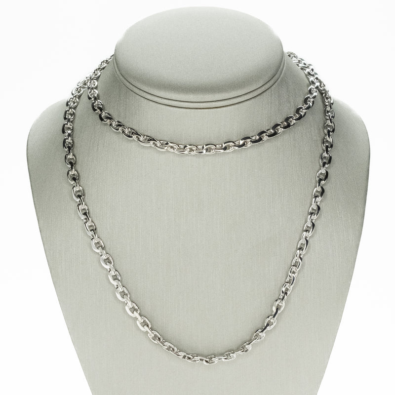5mm Wide Cable 31" Chain in 14K White Gold