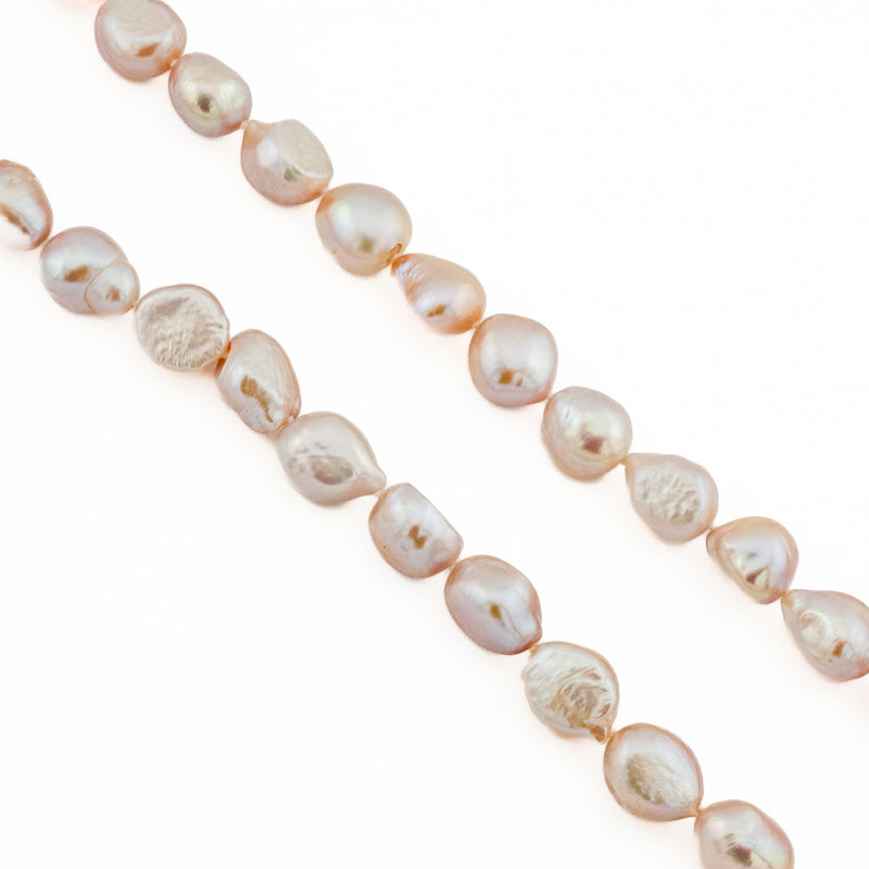 8MM-10mm Baroque Pearl Single Strand 18" Necklace in .925 Sterling Silver