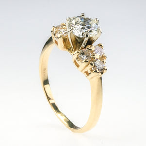 14K Yellow Gold 1.02ct GIA Round Diamond with Side Accents Engagement Ring