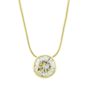 1.80ctw European Cut Diamond Solitaire Pendant on 16" Snake Chain in 14K Yellow Gold