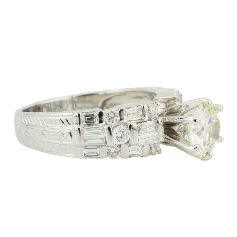 GIA 1.09ct SI1/M Round Diamond & Accented Engagement Ring in 18K White Gold - Size 6.5