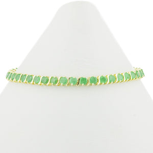 Round Emerald Gemstone 7.5" Tennis Bracelet in 14K Yellow Gold - 8.5 Grams