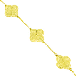 7.5" Long Clover Link Bracelet in 24K Yellow Gold