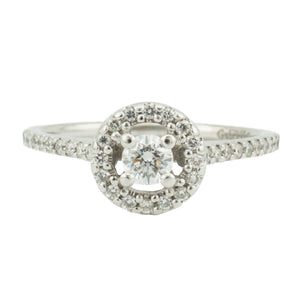 0.20ct Round Brilliant Diamond w/ Halo & Side Accented Engagement Ring in 14K White Gold - 6.5