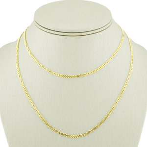 2mm Wide Modified Curb Link 30" Chain in 14K Yellow Gold - 12.5grams
