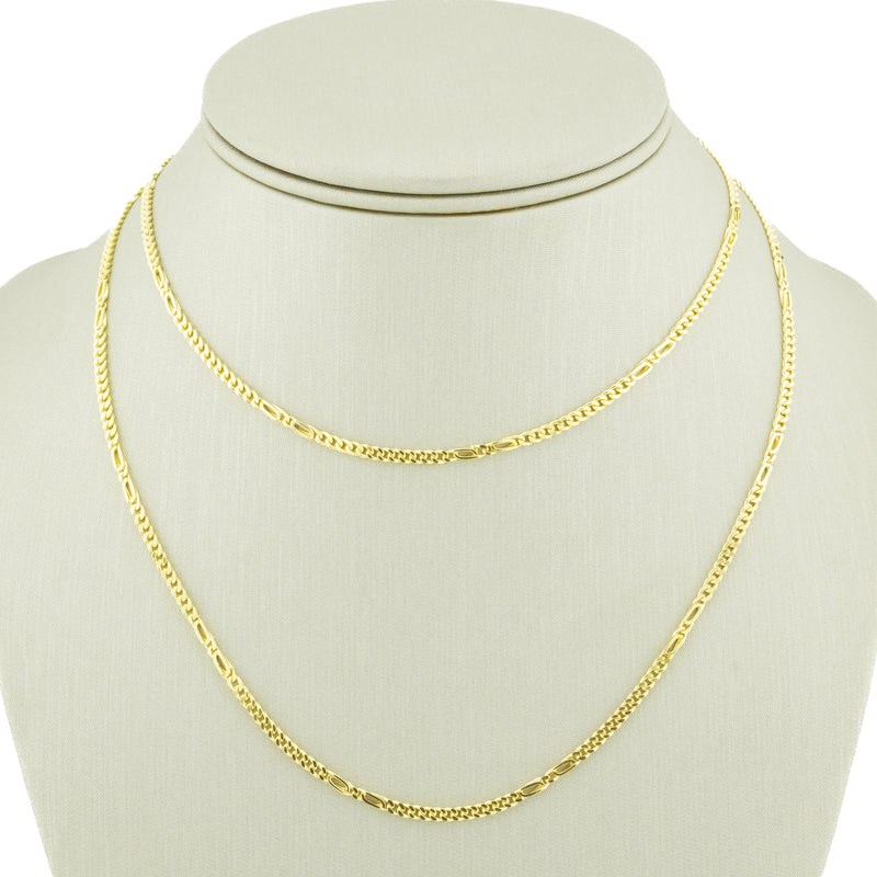 2mm Wide Modified Curb Link 30" Chain in 14K Yellow Gold - 12.5grams