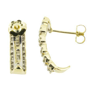 0.70ctw Diamond Huggie Hoop Earrings in 10K Two-Tone Gold