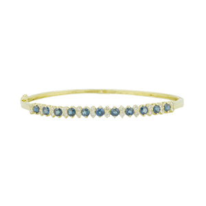 1.85ctw Sapphire & 0.72 Diamond Accented Bangle Bracelet in 14K Yellow Gold - 8.2grams