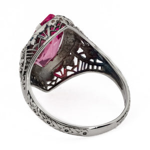 2.00ctw Lab Pink Sapphire Accented Ring in 18K White Gold