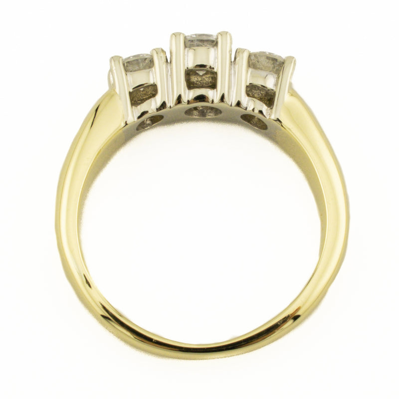 0.70ctw Round Three Stone Diamond Engagement Ring in 14K Two-Tone Gold - Size 5.75