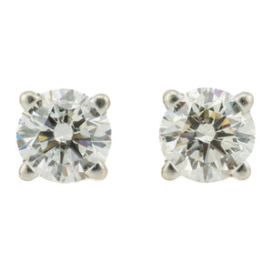 1.10ctw Round Diamond Solitaire Stud Earrings in 14K White Gold