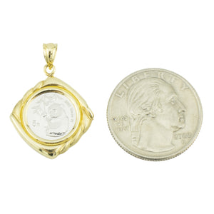 1995 1/20 oz Panda 0.9995 Platinum Coin with 14K Yellow Gold Bezel Pendant