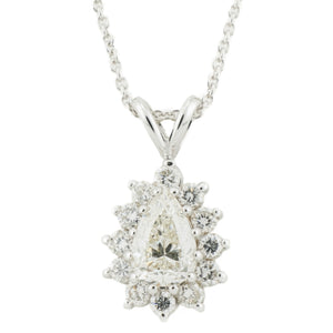 0.91ctw Pear Diamond & 0.42ctw Accented Pendant in 14K White Gold - No Chain