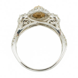 1.00ctw Diamond Cluster Engagement Ring in 14K Two-Tone Gold -Size 7.75