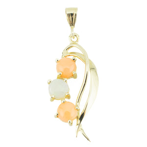 Opal and Coral Accented Pendant in 14K Yellow Gold