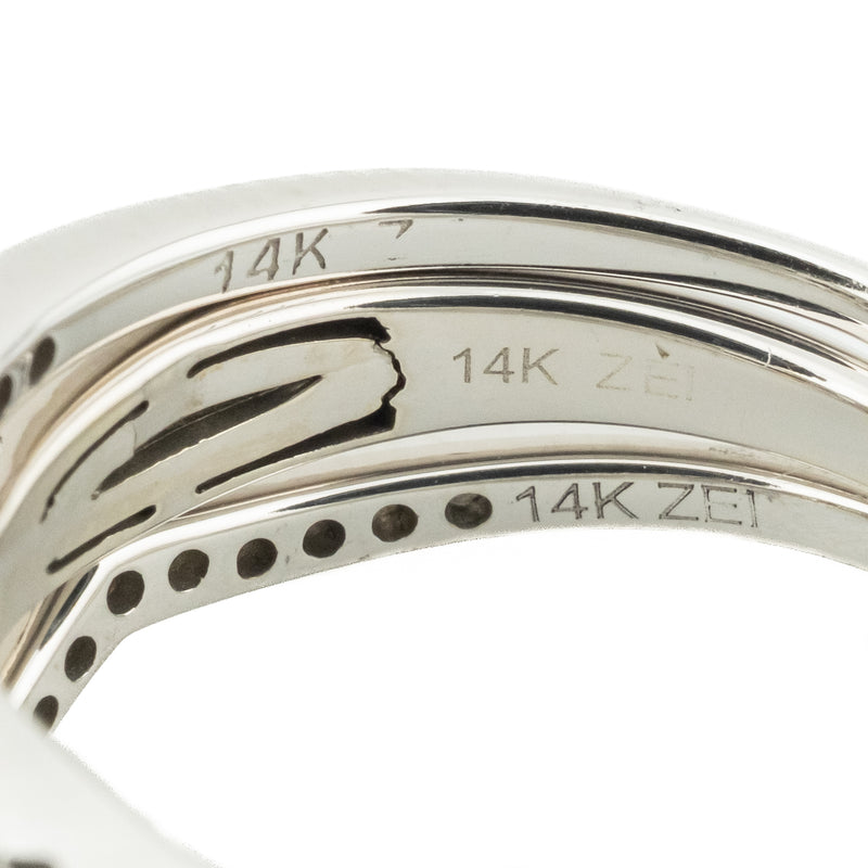 0.25ctw Round Diamond H/I1 & Accented Bridal Wedding Set in 14K White Gold - Size 7.25