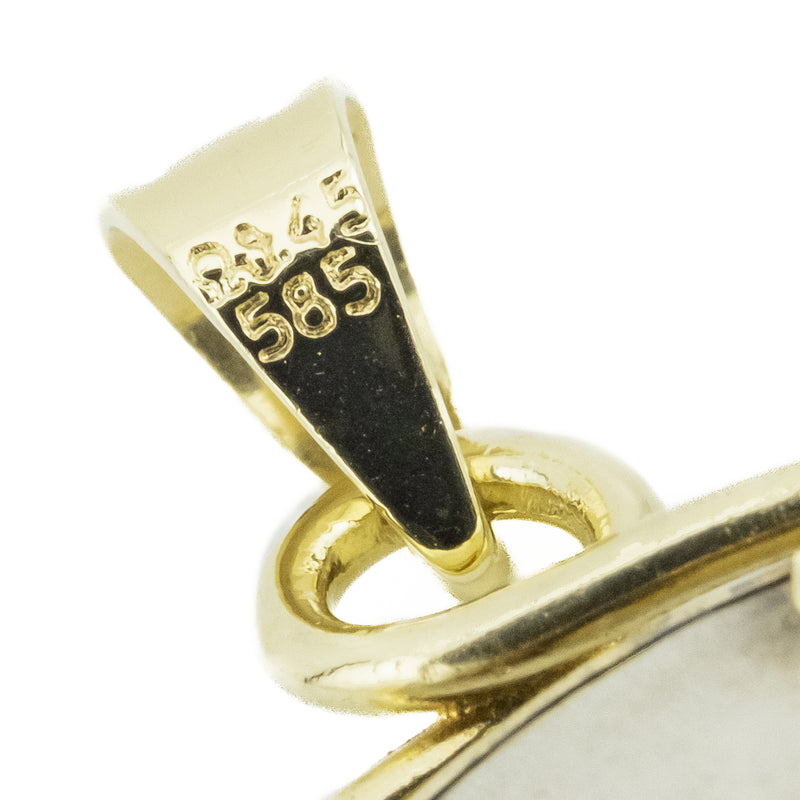 Owl of Athena Coin Replica in Sterling Silver with 14K Yellow Gold Bezel Pendant