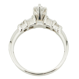 0.85ct Marquise Diamond & Accented Engagement Ring in 950 Platinum - Size 8