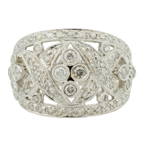 1.27ctw Round Brilliant Diamond Cluster Fashion Ring in 18K White Gold - Size 8