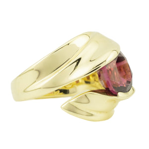 4.00ctw Oval Garnet with Diamond Accents Gemstone Ring in 14K Yellow Gold