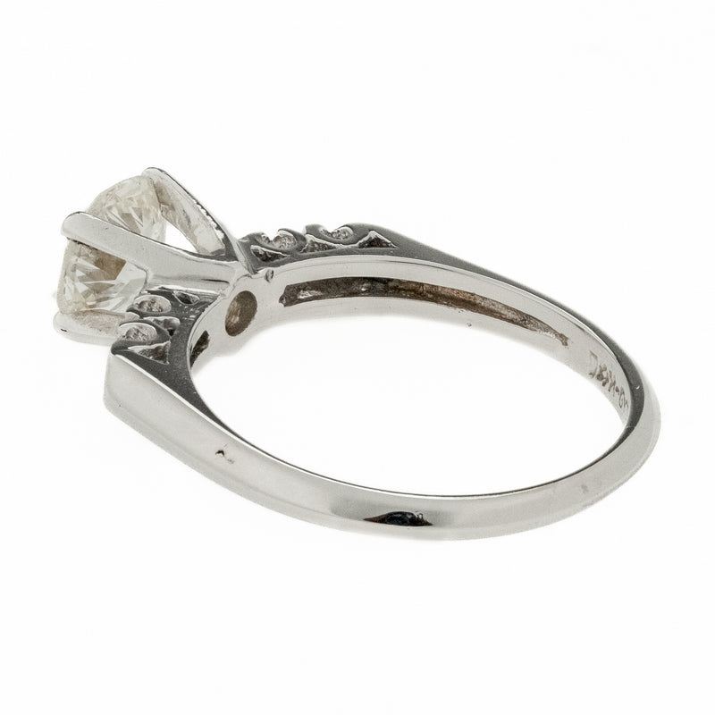1.00ctw Antique European Cut Diamond with Accents Engagement Ring in 14K White Gold