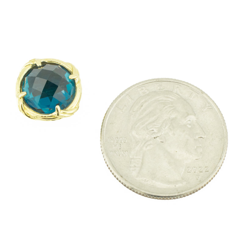 Peter Thomas Roth 9.30ctw Blue Topaz Pendant in 18K Yellow Gold on 18" Cable Chain in 18K Yellow Gold