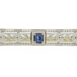 Sapphire Accented Vintage Brooch in 14K Two Tone Gold