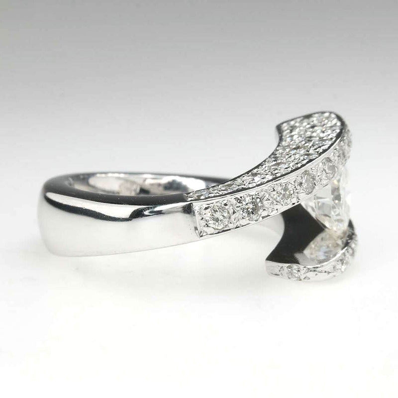 1.21ct Round VS2/G Diamond Bypass Statement Ring in 14K White Gold