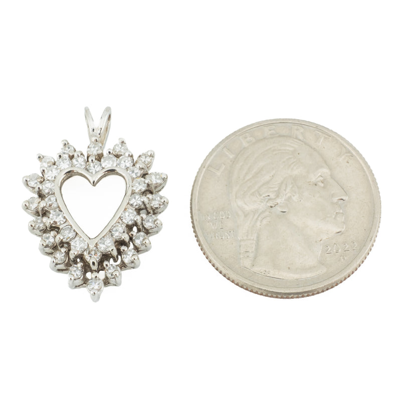 1.00ctw Diamond Accented Heart Pendant in 14K White Gold - Chain Not Included