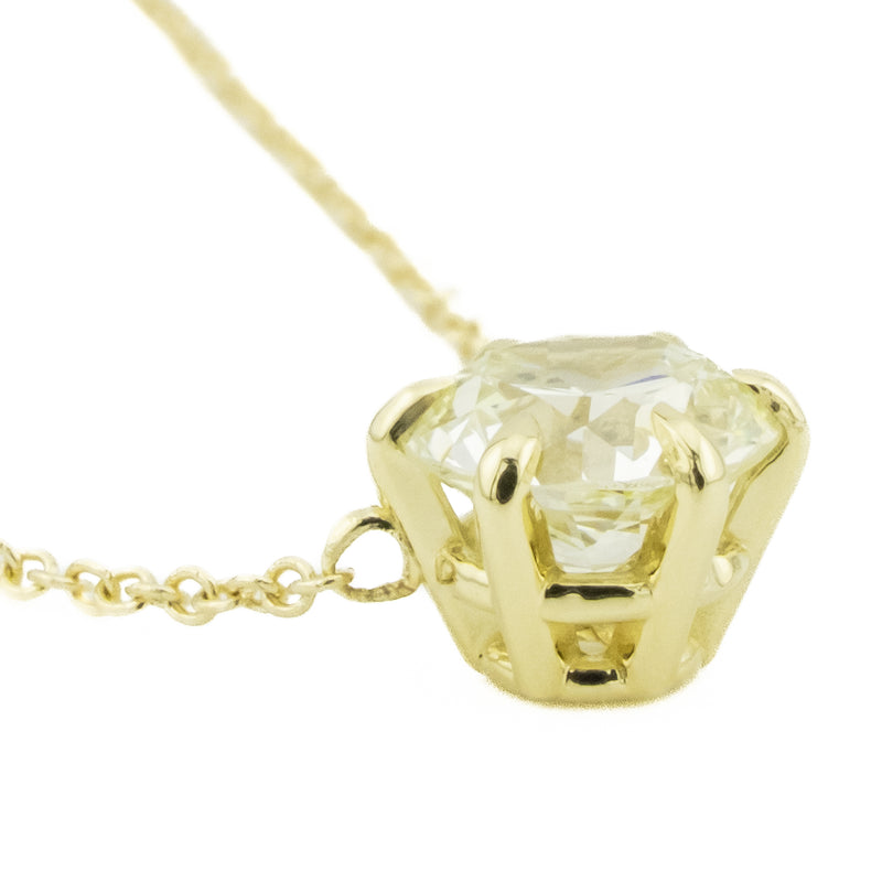 GIA Circular Brilliant 1.17ctw Diamond M/VS2 Pendant Necklace 16" Cable Chain in 14K Yellow Gold