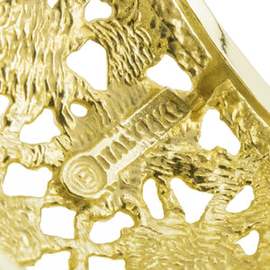 Gold Flower & Ferns Openwork Filigree Dome Statement Ring in 14K Yellow Gold - Size 8