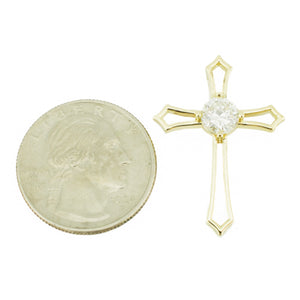 1.07ctw Round Diamond Solitaire Cross Pendant in 14K Yellow Gold - Chain Not Included