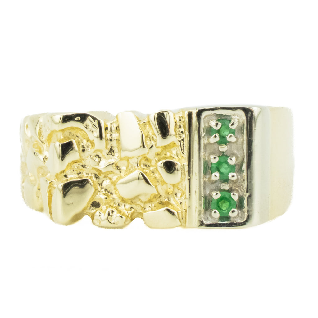 Emerald Accented Gemstone Ring in 14K Yellow Gold - Size 7