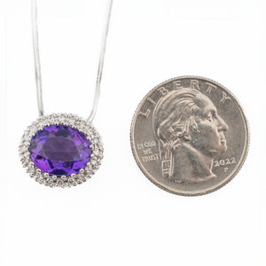 5.09ct Amethyst and Diamond Accented Gemstone Pendant on 18" Chain in 14K White Gold