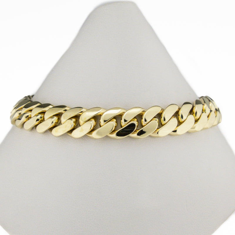 10mm Wide Solid Cuban Link 8.5" Bracelet in 14K Yellow Gold - 64.4 grams