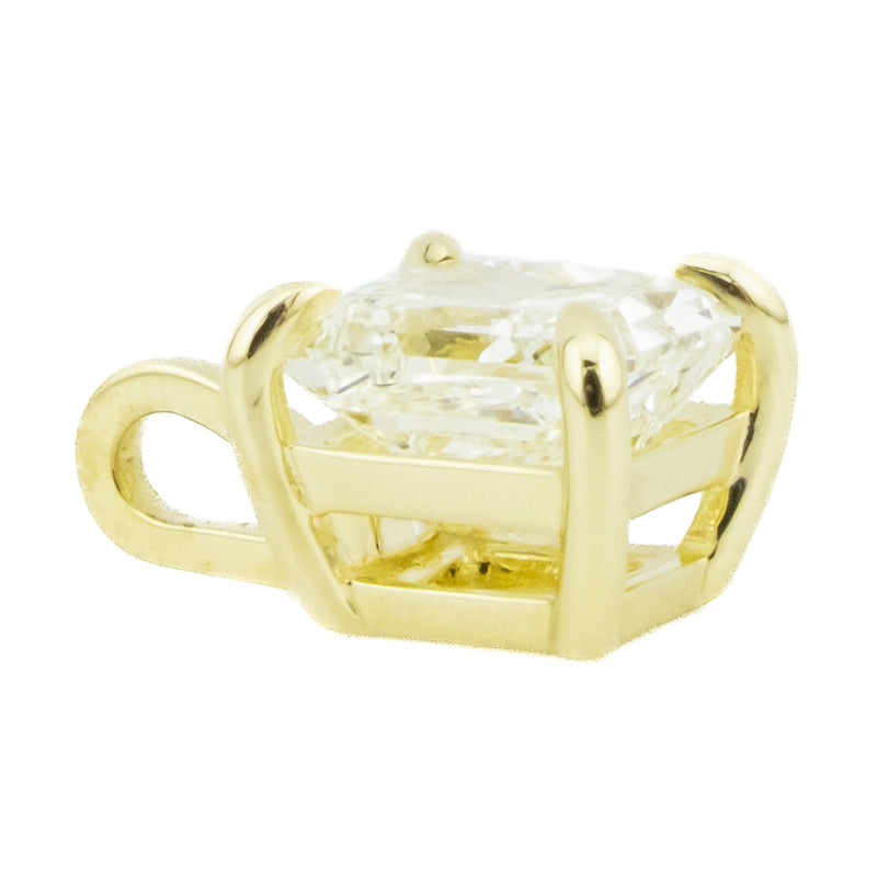 GIA 1.02ctw Princess Cut Diamond Solitaire Pendant in 14K Yellow Gold - Chain Not Included