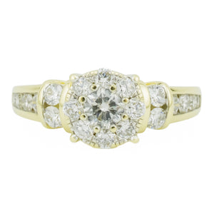 1.00ctw Diamond Cluster Lady's Ring in 14K Yellow Gold - Size 6