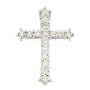 1.00ctw Round Diamond Accented Cross Pendant in 14K White Gold - Chain Not Included