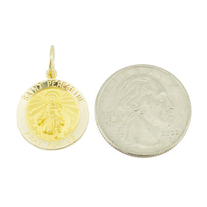 Saint Peregrine Medal Pendant in 14K Yellow Gold -2.7 Grams