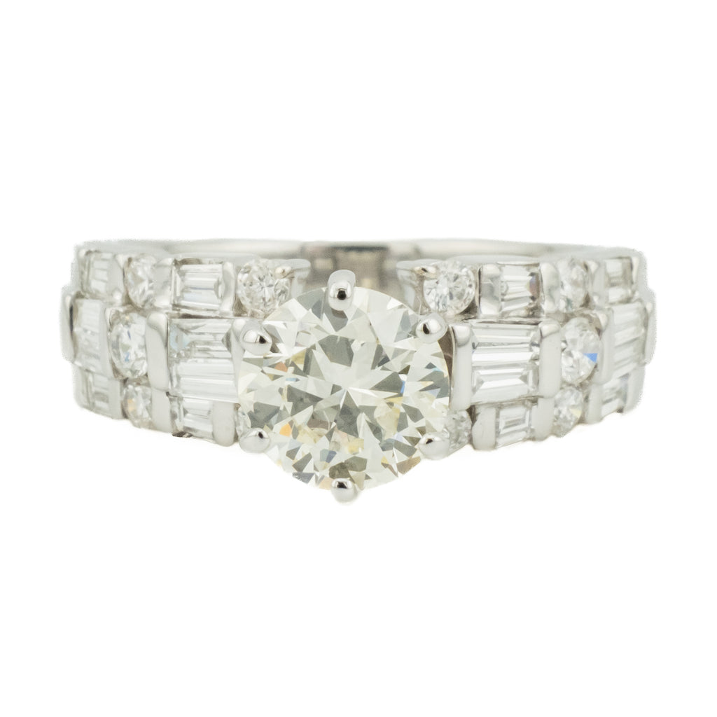 GIA 1.09ct SI1/M Round Diamond & Accented Engagement Ring in 18K White Gold - Size 6.5