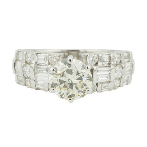 GIA 1.09ct SI1/M Round Diamond & Accented Engagement Ring in 18K White Gold - Size 6.5