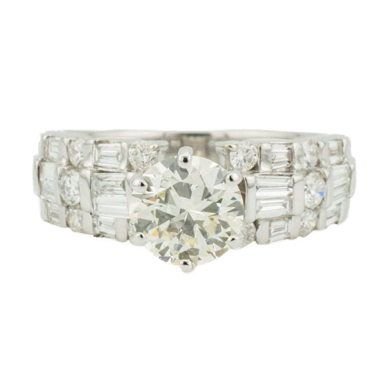 GIA 1.09ct SI1/M Round Diamond & Accented Engagement Ring in 18K White Gold - Size 6.5