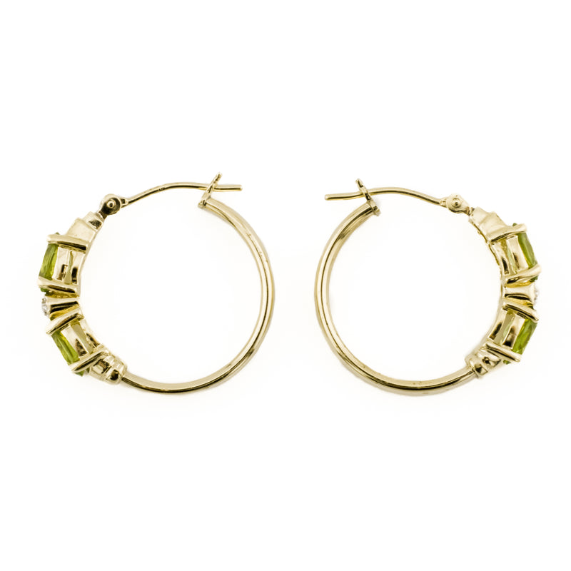 Peridot and Diamond Accented Earrings in 10K Yellow Gold