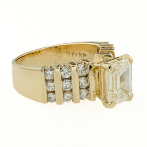 2.50ct Emerald Cut Diamond VS1/L & 0.90ctw Round Diamond Accented Engagement Ring in 14K Yellow Gold