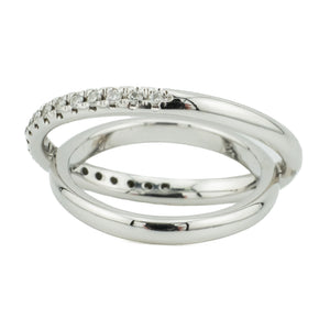 Mikimoto 0.25ctw Diamond Criss Cross Ring in 18K White Gold - Size 5