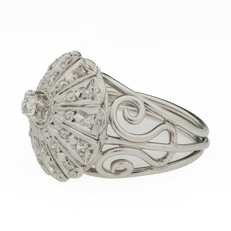 0.38ctw Diamond Accented Art Deco Vintage Ring in Platinum .950 -Size 4.5