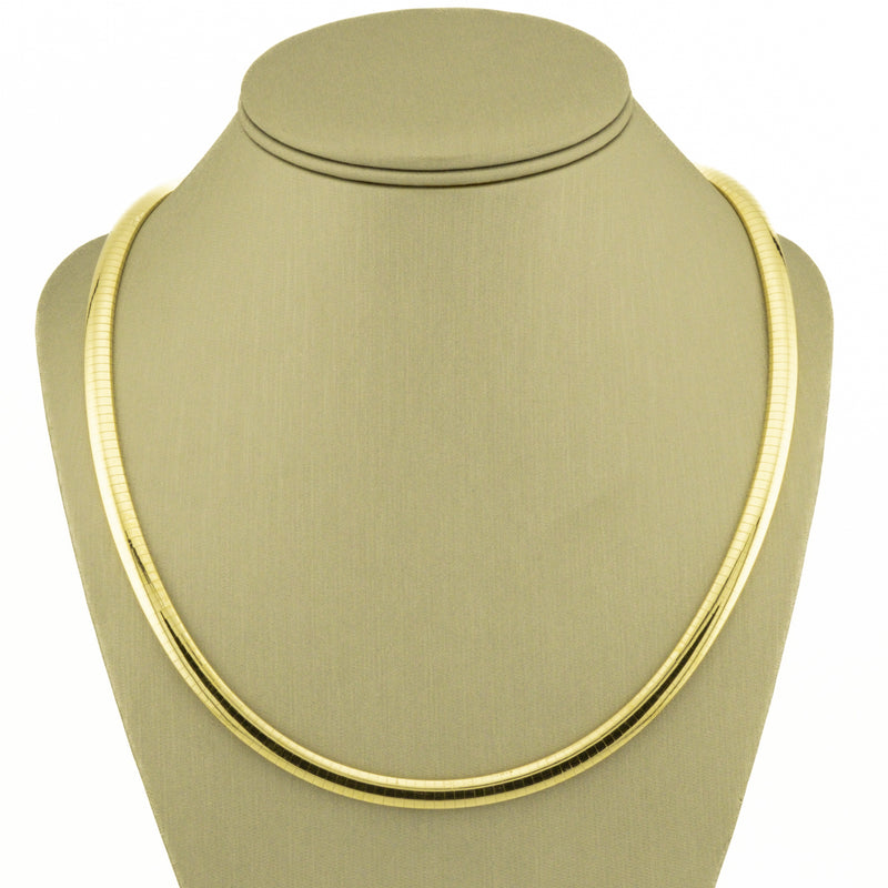 6mm Wide Omega Link 20" Chain Necklace in 14K Yellow Gold