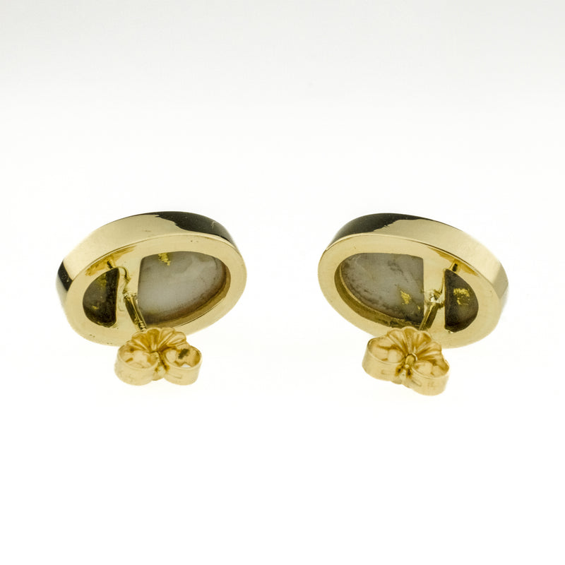 Quartz Solitaire Gemstone Earrings in 14K Yellow Gold