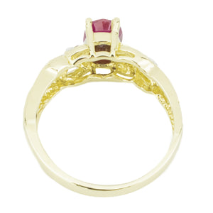 0.80ctw Oval Ruby & Diamond Accented Gemstone Ring in 10K Yellow Gold - Size 6