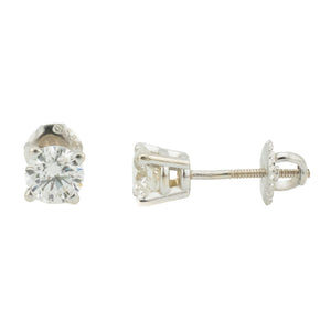 1.10ctw Round Diamond Solitaire Stud Earrings in 14K White Gold